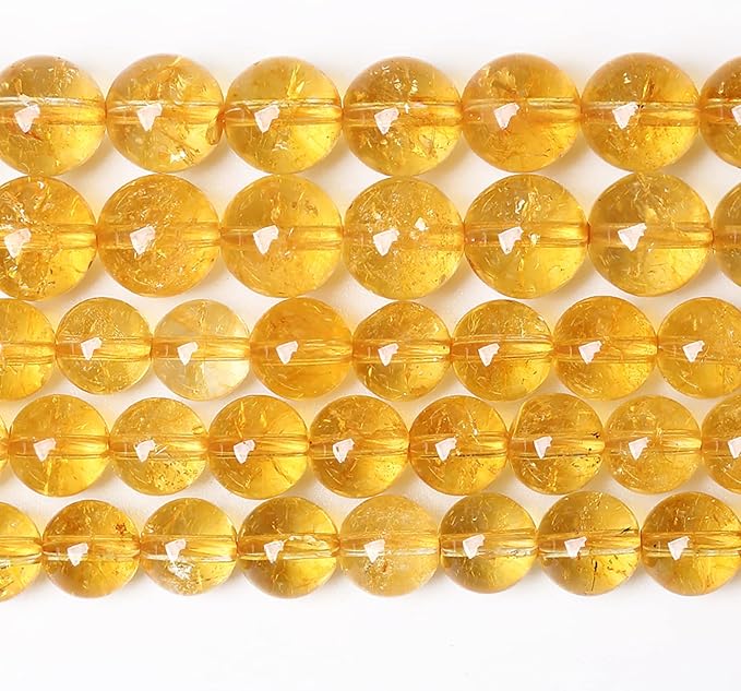 120PCS 6MM Natural Citrine Yellow Quartz Crystal Round Spacer Loose Beads for Jewelry Making DIY Bracelet Necklace