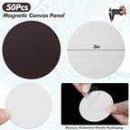 Engrowtic 50 Pcs Magnetic Painting Canvas Panel Mini Canvas Boards for Painting Mini Tile Art for Fridge Locker Art Crafts DIY(3 in,Round)