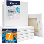 Stretched Canvases for Painting 6x6 Inch 7-Pack, 10 oz Triple Primed Acid-Free 100% Cotton Blank Canvas, Square Canvas for Oil Paint Acrylics Pouring & Wet Art Media, Pour Painting