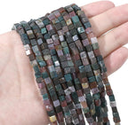 Natural Indian Agate Square Stone Beads 4x4mm 85pcs Cube Loose Semi Gemstone Beads for Jewelry Making Design