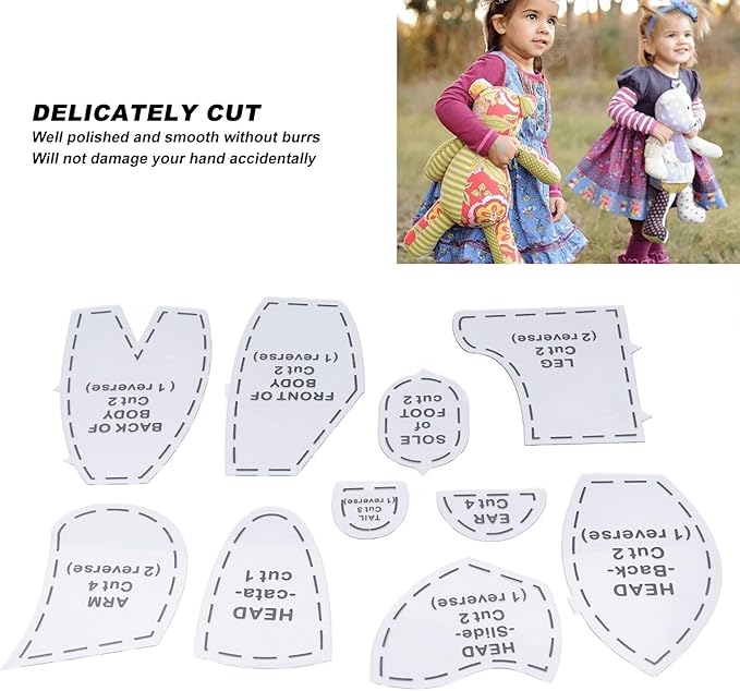 Tissting Acrylic Memory Bear Template Ruler Set 12in/30cm - Sewing Patterns for Beginners, DIY Stuffed Animal Keepsake, Quilting Tools, Home Craft Art