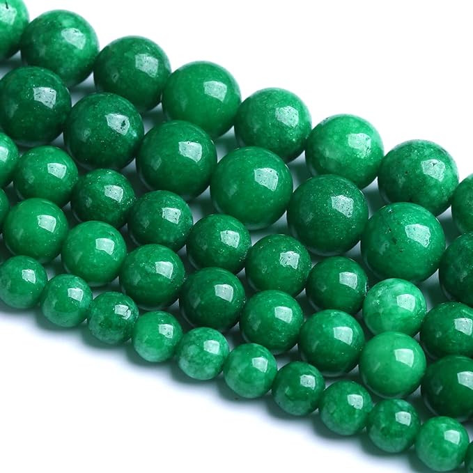 90PCS 8MM Natural Stone Green Cloudy Jade Spacer Loose Beads for Jewelry Making DIY Bracelet Necklace