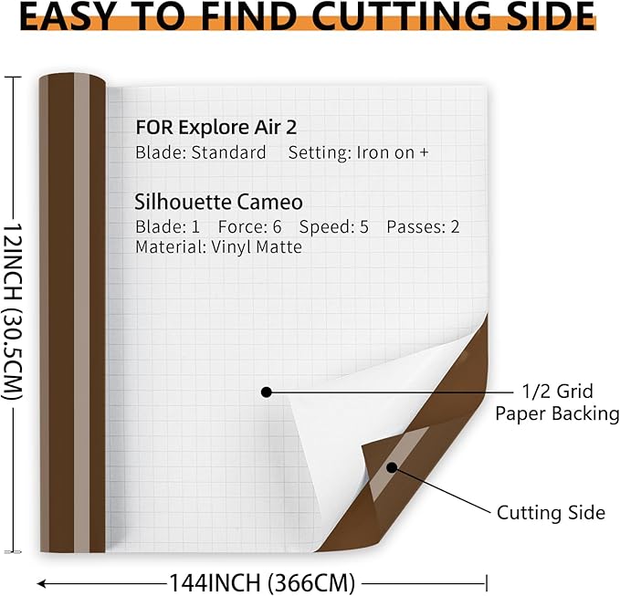 Glossy Brown Permanent Vinyl Roll for Cutting Machine, Lya Vinyl 12" x 12Ft Permanent Outdoor Adhesive Vinyl Roll for Decor Sticker, Party Decoration