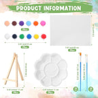 Qilery 24 Set 6 x 8 Inch Mini Canvas Boards and Easel for Painting, Acrylic Paint Strips, Palettes, Brushes, Canvases Painting Kits for Kids Adults Artists Beginners Oil Acrylic Painting Party Favors