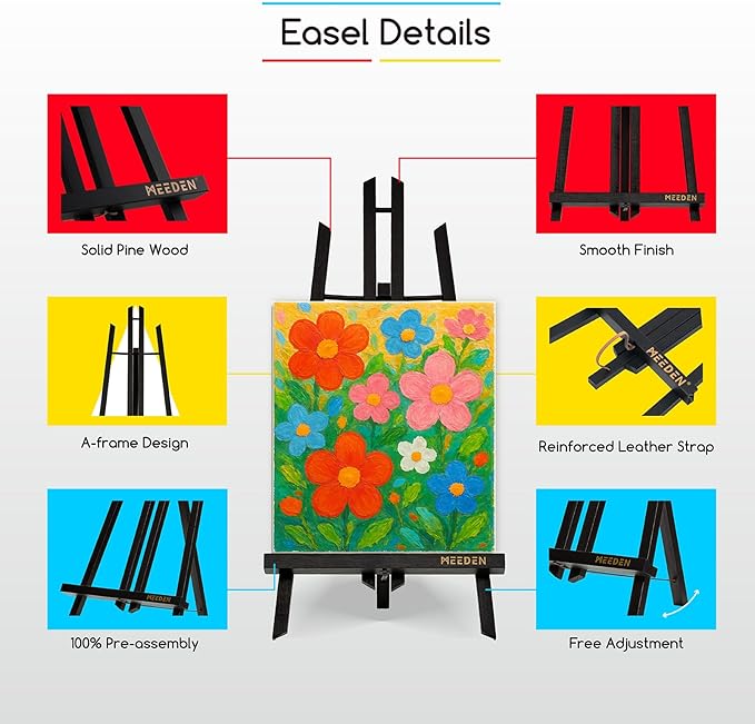 MEEDEN Tabletop Easel Stand for Display: 20" x 12 Pack Pine Wood Table Top Wooden Easel Stand for Sign - Black Mini Painting Easels for Picture Party Classroom
