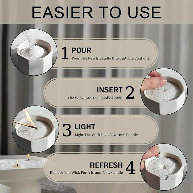 50-Pack Pearled Candle Cotton Wicks for Sand Candles Making - 2 Inch MANNYCOM Metal-Free and Lead-Free Refill Sand Wax Wick for Making DIY (Black)