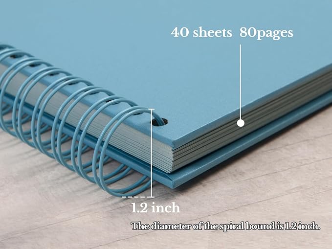 potricher 12 x 12 Inch Large DIY Scrapbook Photo Album 80 Pages Thick Kraft Blank Blue Paper Memory Book for Wedding and Anniversary Family (Blue, 12 Inch)