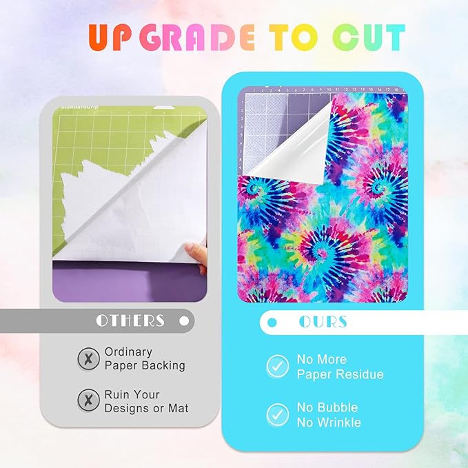 Tintnut Tie Dye Permanent Vinyl - 8 Sheets 12"x10" Swirl Patterned Permanent Adhesive Vinyl for Cutting Machine,Home Decor Self Sticker