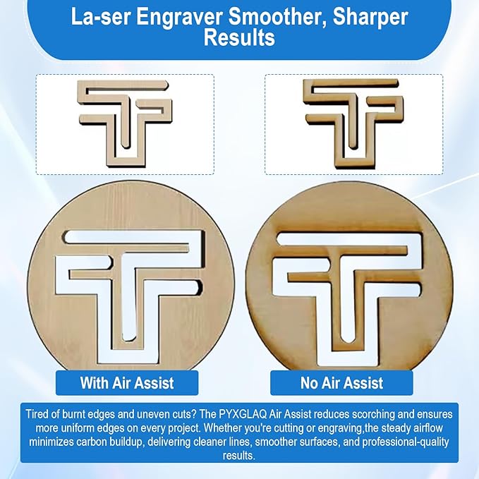 Air Assist for La-ser Cutter and Engraver, Air Assist Pump for La-ser Cutter, Stable 30L/min Airflow, for D1,D1 Pro La-ser Engraver and Other Cutter, Remove Smoke, Dust, Protect La-ser Lens.