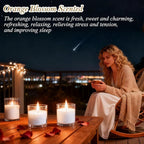 Aufien Candle Sand with Wicks,21.4 Oz Pearled Candle, DIY Bead Powder Sand Wax Making kit Refillable Non Toxic for Handmade, Wedding and Halloween Christmas Decorations White Orange Blossom Scented