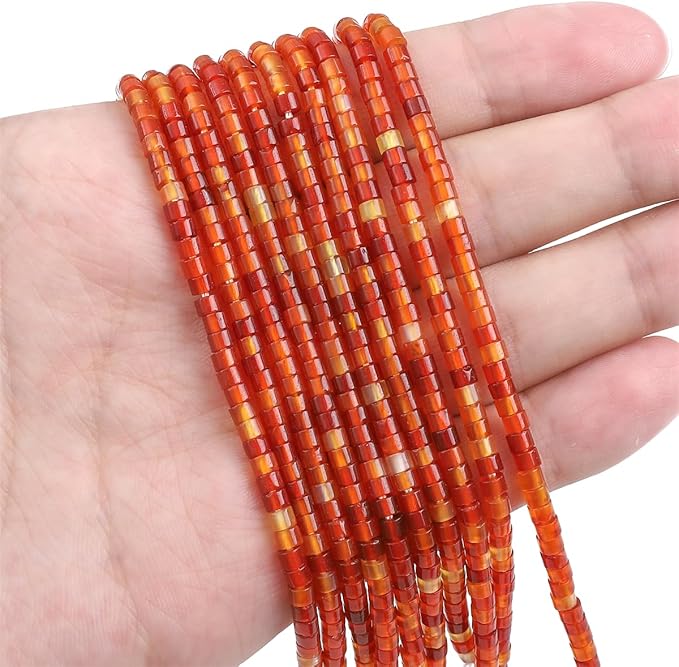 Natural Red Agate Spacer Beads Caps Flat Round Loose Beads for Beading Jewelry Making 3mmx2mm 38cm