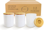 Aroparc 12 Pack 10oz White Candle Jars with Bamboo Lids, Candle Containers for Candle Making, Wedding Favors & Luxury Lines - Gloss White