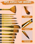 Nicpro 68PCS Acrylic Paint Canvas Set for Adults, Art Painting Supplies Kit with 24 Acrylic Paints,Table Easel,8 Canvas Panels,12 Brushes,Paper Pad,Cleaning Cup, Sponge, Palette for Beginner Artist