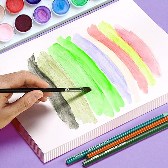 120 Sheets Watercolor Paper, Cold Press 300GSM/ 140LB Water Color Paper Bulk for Kids Child Adults, Small Off-White Watercolor Drawing Paint Paper for Art Drawing Supplies, 6 x 9 Inch