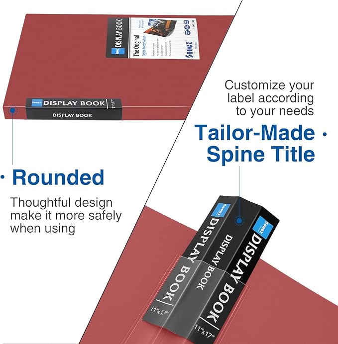 Sooez Art Portfolios 11"x17", Large Portfolio Folder with 30 Pockets & Black Inner Sheets, Display 60 Pages, 11 x 17 Presentation Book for Artwork Storage, Binder with Plastic Sleeves for Artist