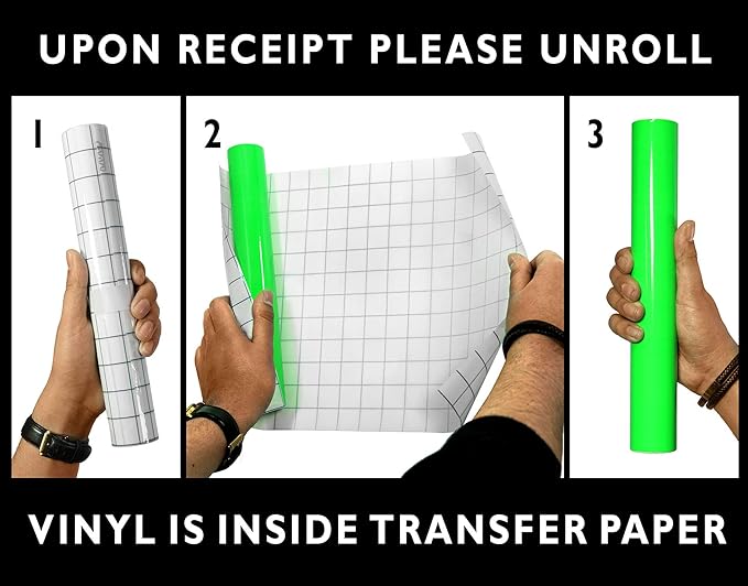 VViViD High Gloss Finish Adhesive Craft 12" x 48" Vinyl Roll Bundle with 12" x 12" Oracal Transfer Paper (2 Items)(Fluorescent Orange)