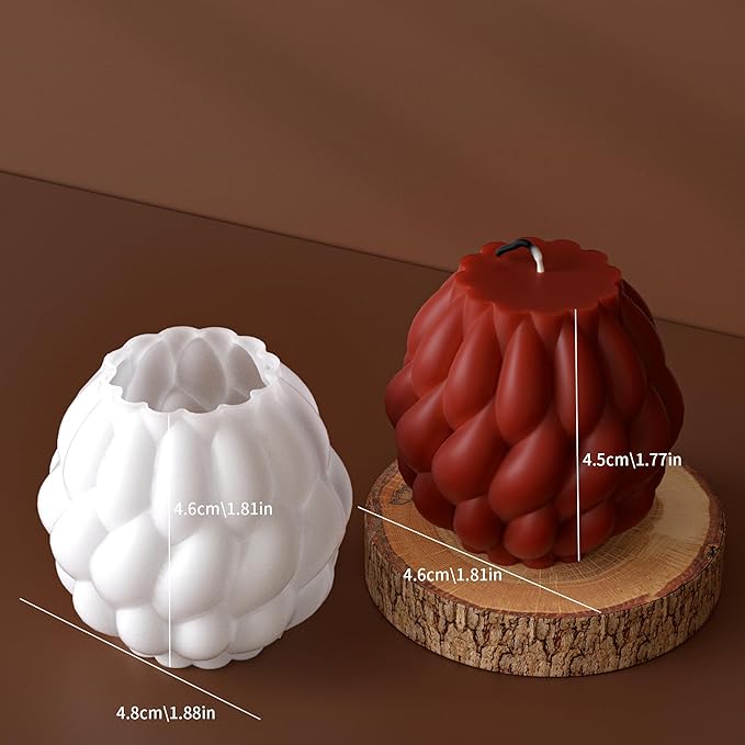 2 Pack Spiral Ball Cylinder Soap & Candle Mold - Silicone 3D Molds for Candy & Home Decor - Resin Casting & Making Molds