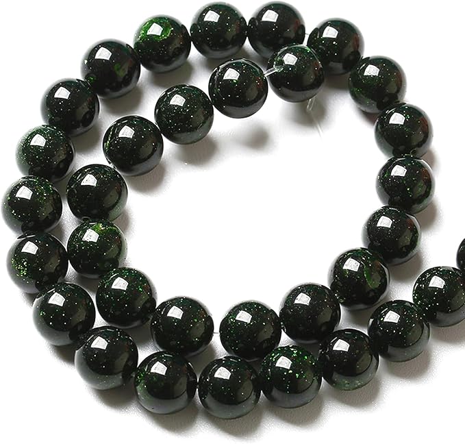 8MM 90pcs Natural Green Sandstone Energy Healing Beads Round Loose Beads for Jewelry Making Bracelet 2 Strands 32"