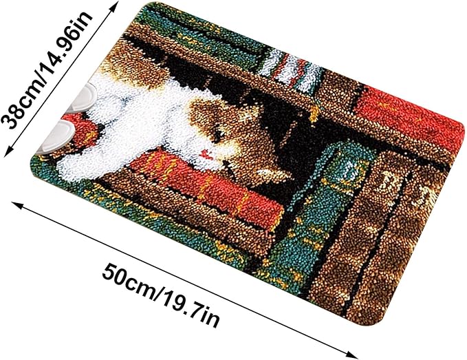 kingsea Latch Hook Kit for Adults, DIY Crochet Yarn Rug with Pattern Printed Latch Hook Rug Kit for Teen, Latch Hook Kit for Beginners, Cat, 20" x 15"