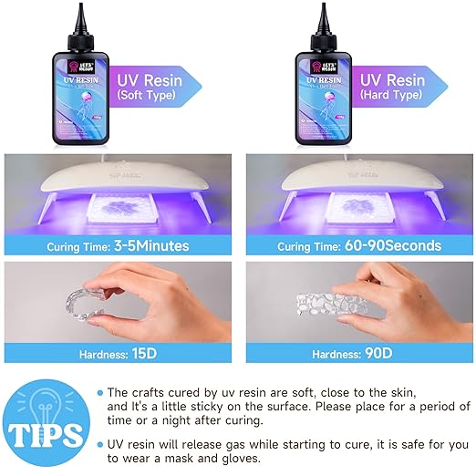LET'S RESIN UV Resin Soft Type, 100g Elastic&Bendable Crystal Clear Ultraviolet Epoxy Resin, Low Shrinkage UV Resin Kit for Crafts, Jewelry Making, Decoration
