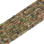Natural Unakite Square Stone Beads 4x4mm 85pcs Cube Loose Semi Gemstone Beads for Jewelry Making Design