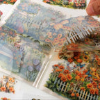 Transparent Garden Flower Stickers for Scrapbooking, 20 Sheets Precut PET Journal Stickers Book for Journaling Supplies, Card Making, Junk Journal, Scrap Book, Bujo, DIY Crafts Arts