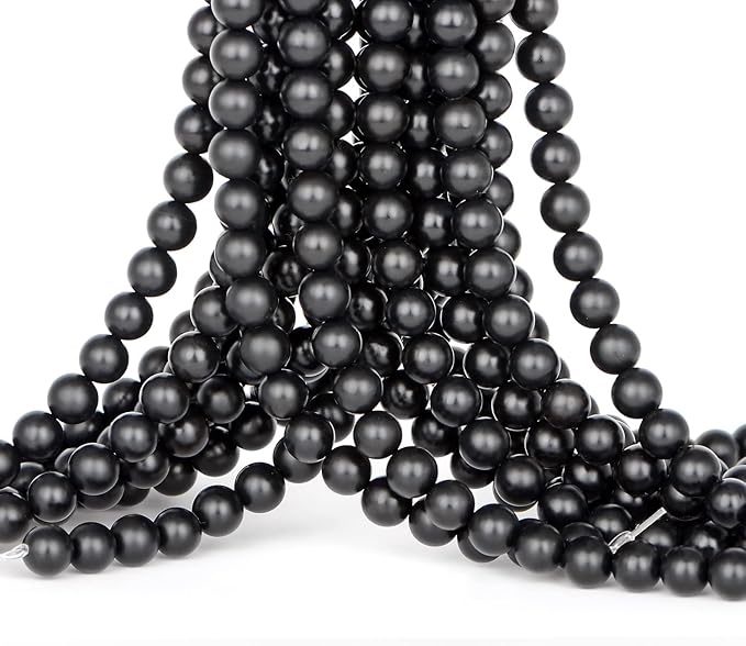 10mm 100pcs Natural Stone Beads Matte Black Onyx Round Genuine Stone Beading Loose Gemstone Hole Size 1mm DIY Charm Smooth Beads for Bracelet Necklace Earrings (Matte Black Onyx 10mm)