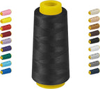 1800 Yards Serger Thread-Black, All Purpose Thread for Sewing, Serger Thread Cones，Polyester Thread 40s/2 for Serger&Overlock, Quilting, Piecing, Sewing Machine