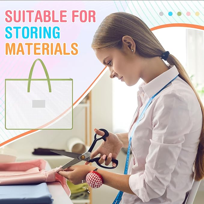 5 Pcs Boho Art Portfolio Bags 19 x 25 Inch Transparent Artwork Storage Case with Handle and Zipper Mesh Folder Organizers for Bulletin Boards Paintings Scrapbooks Posters, 5 Colors