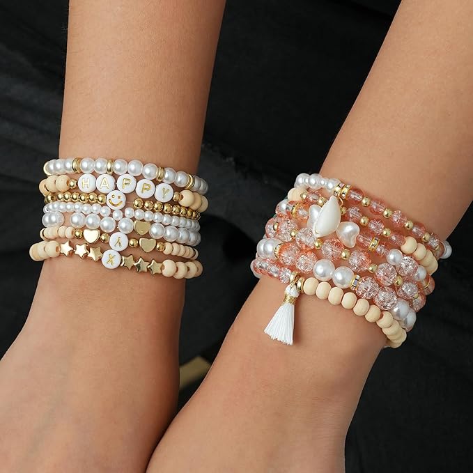 Xylise 6mm/8mm Crackle Glass Beads Bracelet Making Kit Crystal Glass Beads Jewelry Making Kit, Friendship Bracelet kit for DIY Crafts Gifts