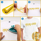 HTV Golden Heat Transfer Vinyl Rolls 12 Inch by 8feet Roll Iron on DIY for T-Shirt Easy to Cut & Weed for Heat Vinyl Design Glossy (8Ft, Golden)