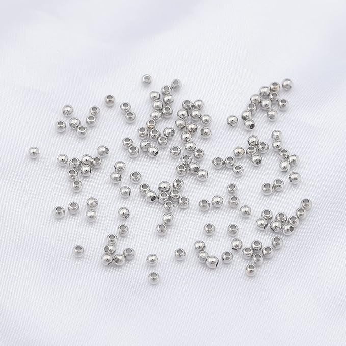 Platinum Plated Round Spacer Beads 2.5mm 500pcs for Jewelry Making Findings Non Tarnish