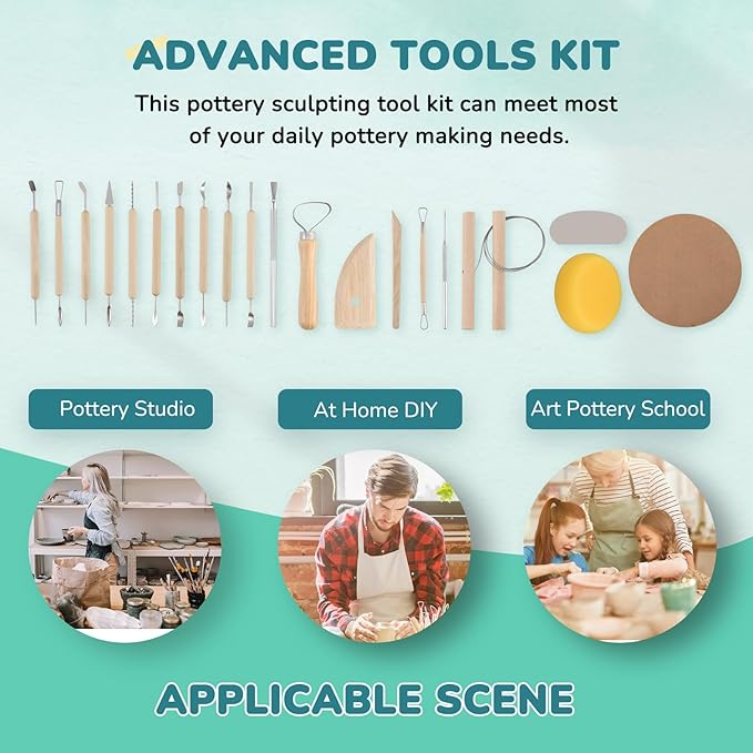 Bonoutil Pottery Wheel Machine, 11" Electric Ceramic Forming Machine LCD & Foot Pedal Control Max 20 lbs Capacity, Clay Art Sculpting Tools Kit at Home Pottery Wheels