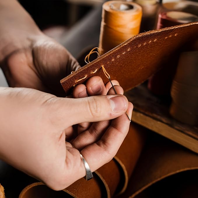 Mandala Crafts Cream Flat Waxed Thread for Leather Sewing - 197 Yds 210D 1mm Polyester Leather Thread String Waxed Cord for Leatherwork, Beading, Bookbinding, Hand Stitching