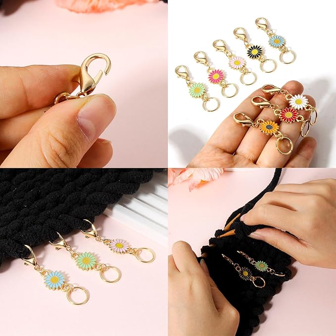 DoreenBeads Stitch Markers for Crocheting and Knitting, Alloy Enamel Crochet Marker Crochet Gifts for Knitting Weaving Sewing Accessories Quilting Jewelry Making