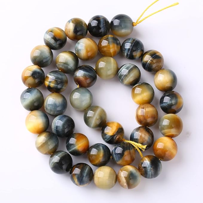 4mm 90pcs AAA Tiger Eye Beads for Jewelry Making 6mm 60Pcs Natural Stone Beads Semi Precious Round Smooth Gemstones Energy Healing Loose Beads (Dream Blue Tiger Eye Stone, 4mm)