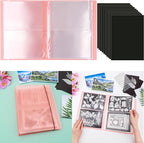 10 Pcs 0.3mm Magnet Sheets and 80 pockets/20 pages Storage Album for Stamp and Cutting Dies Storage Book Organizer Folder for Storage Die Cutting, DIY Scrapbooking Card Making Supplies (Orange)