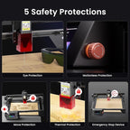 LONGER RAY5 5W Laser Engraver with Air Assist & LightBurn Camera, Auto Positioning & Capture, High-Precision Laser Cutter for Wood, Metal, Acrylic, Tumblers & Cylindrical Objects