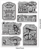 GLOBLELAND Retro Mushroom Bee Cling Rubber Stamp 7.09x8.66inch Crown Labels EVA Rubber Stamps Embossing Stamp Seal for DIY Scrapbooking and Card Making Paper Craft Decor