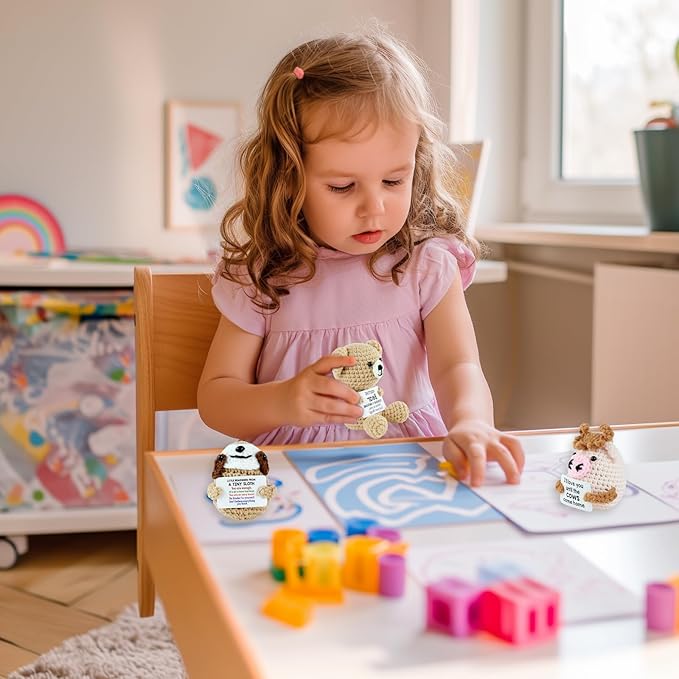 Easter Basket Stuffers for Teens Kids Boys Girls Adults Gifts, Funny Positive Crochet Animals Emotional Cheer Up Support Turtle Sloth Frog Moo Bear Flamingo,Gifts for Easter Decorations