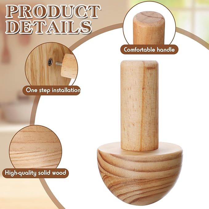 Doublefill 4 Pack Pottery Molds Plaster Molds Wood Pottery Tools with Handle for Ceramic Top Forms DIY Bowls Plate Dish Slump Press Art Making(Hemispherical,3.5'' 4.5'' 5.5'' 6.5'' Thickness 2.5'')