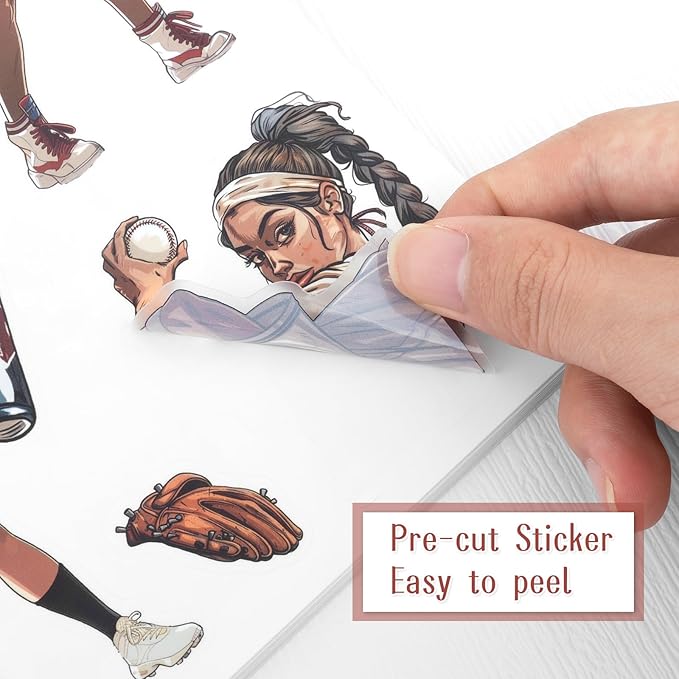 Dizdkizd Sport Themed Scrapbooking Journaling Stickers for Adults, 196 Die-Cut PET and Paper Sticker Book for Bullet Journal, Collage, Colored Girls Fitness Planner Stickers Kit