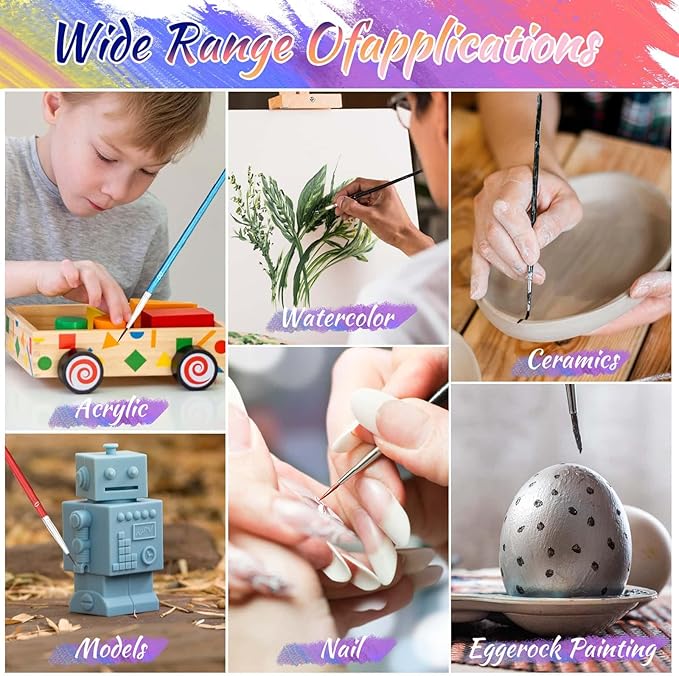 Anezus Tiny Detail Paint Brushes 30 Pcs Micro Paint Brushes Fine Tips with 3 Size #000#00#0 Precision Liner Brush for Miniature Models 40k Watercolor Acrylic Painting