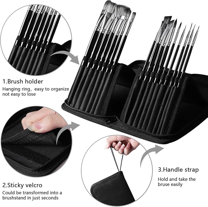 Acrylic Paint Set, 44 Piece Professional Painting Set, Includes 24 Acrylic Paints, 16 Pcs Paint Brushes with Case,Paint Knife and Art Sponge for Watercolor, Oil, Artists, Students and Kids