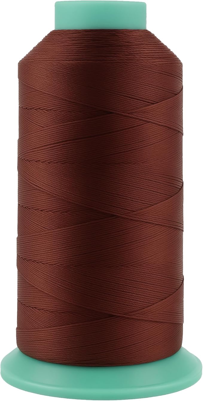 Mandala Crafts Size 46 210D T45 Bonded Nylon Thread Copper Brown Heavy Duty Sewing Threads - 2843 YDs Tex 45 Thread for Leather, Jeans, Weaving, Outdoor Marine Upholstery Threads