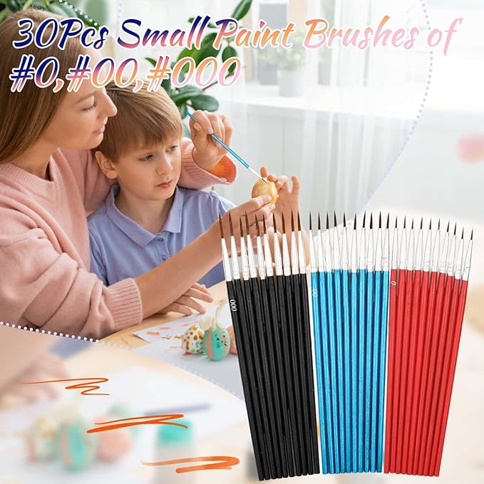 Anezus Tiny Detail Paint Brushes 30 Pcs Micro Paint Brushes Fine Tips with 3 Size #000#00#0 Precision Liner Brush for Miniature Models 40k Watercolor Acrylic Painting