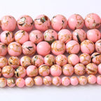 90PCS 8MM Pink Shell Turquoise Stone Beads with Mother-of-Pearl Round Beads for DIY Jewelry Making 2 Strands 32"