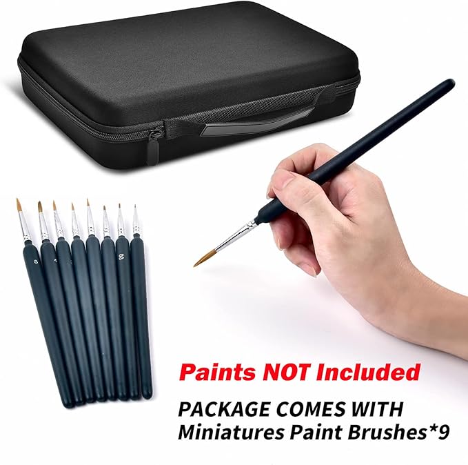 Model Paint Storage Case for Testors Paint Set, Paints Organizer Carrying Bag Holds 60 Bottles with 9 Fine Detail Miniatures Brushes, Enamel Container, Drawing Ink Holder- Box Only (Black)
