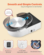 VEVOR Mini Pottery Wheel For Kids and Beginners, 6” Turntable, Two-way Rotation, Adjustable Speed, Complete Pottery Set with Clay Art Supplies Sculpting Tools, Craft Gifts for Kids Teens Adults, White