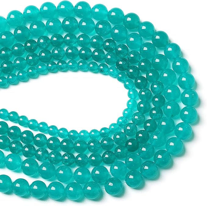 120PCS 6mm Natural Stone Beads Blue Amazonite Jade Stone Round Loose Beads for Jewelry Making DIY Bracelet Necklace 32" 2 Strands